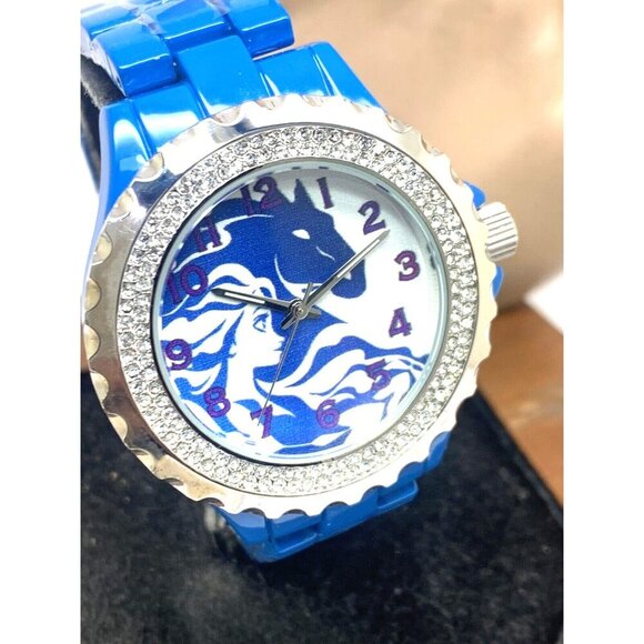Disney Frozen Women's Watch WDS000835 Quartz Blue Band Crystals Bezel 41mm - Picture 14 of 15
